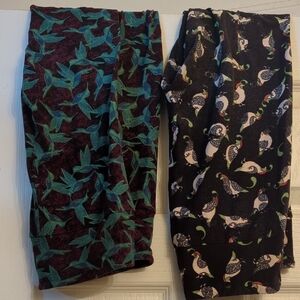 LuLaRoe Patterned Leggings Set - Bird Patterns- OS - Very Good Condition